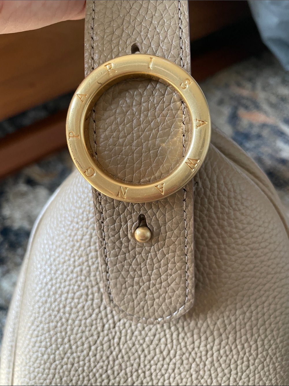 Parisa Wang Taupe Leather Shoulder Bag with interchangeable strap - Picture 2 of 5